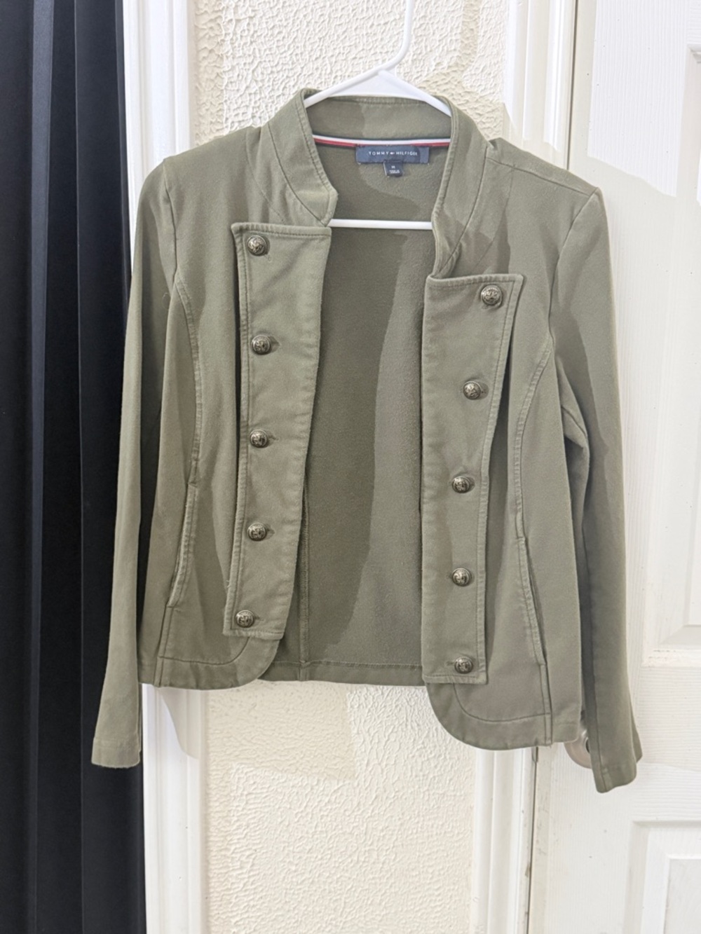 Tommy Hilfiger Women’s Olive Green Military Style Jacket Button Front Small